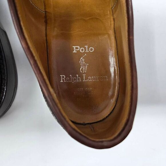 POLO RALPH LAUREN X CROCKETT & JONES MARLOW CIGAR SHELL CORDOVAN WINGTIPS 8.5 D - Picture 5 of 11